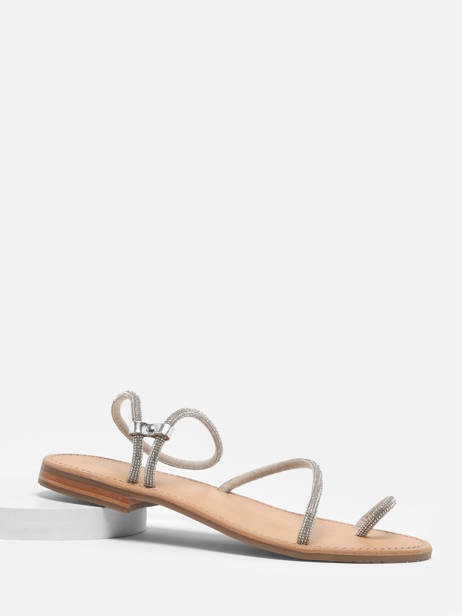 Flip Flops In Leather Les tropeziennes Silver women HODAXA other view 1