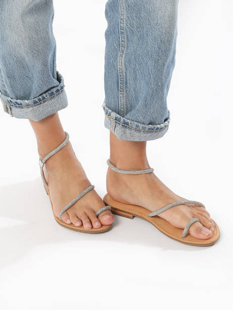 Flip Flops In Leather Les tropeziennes Silver women HODAXA other view 2