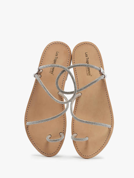 Flip Flops In Leather Les tropeziennes Silver women HODAXA other view 3