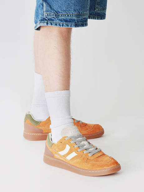 Sneakers Goal In Leather Coolway Yellow men 8603602 other view 1