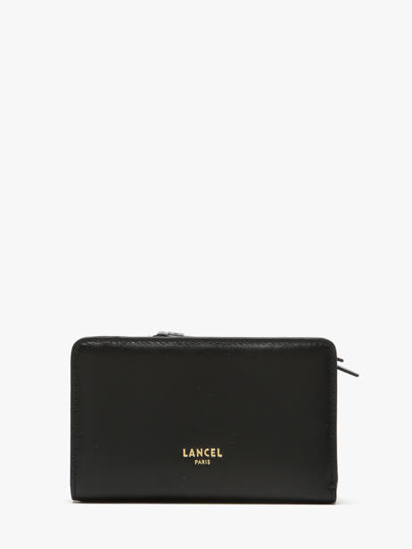 Wallet Leather Lancel Black origami A13423