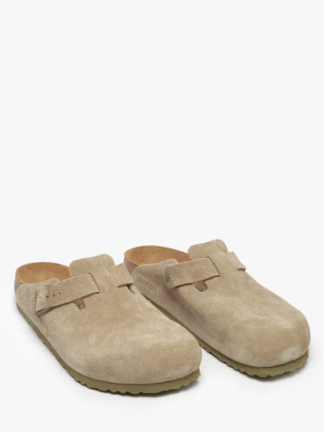 Slippers Boston Suede In Leather Birkenstock Green men 1025788 other view 1