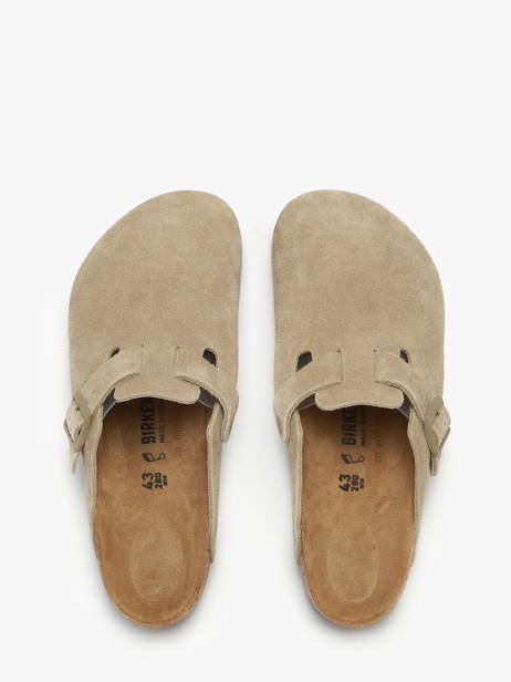 Slippers Boston Suede In Leather Birkenstock Green men 1025788 other view 3