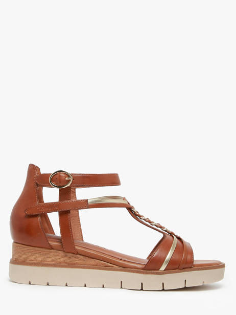Sandals In Leather Tamaris Brown accessoires 44