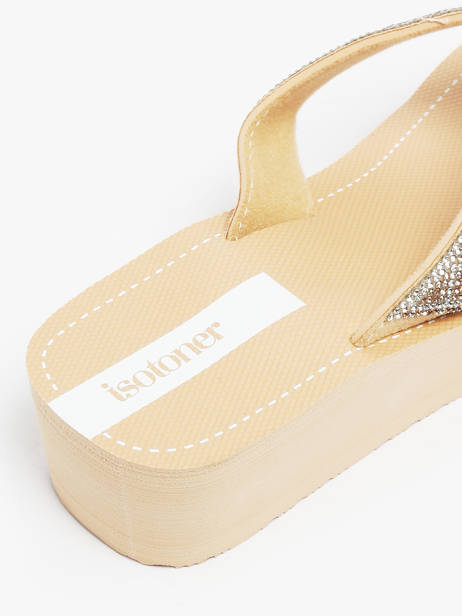 Heeled Flip Flops Isotoner Beige women 94206 other view 2