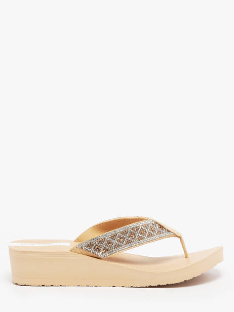 Heeled Flip Flops Isotoner Beige women 94206 other view 3