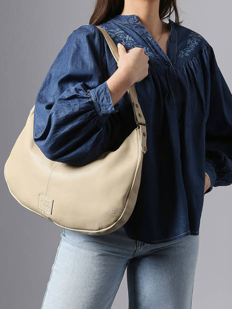 Sac Porté épaule Seam Cuir Basilic pepper Beige seam BSEA04 vue secondaire 1