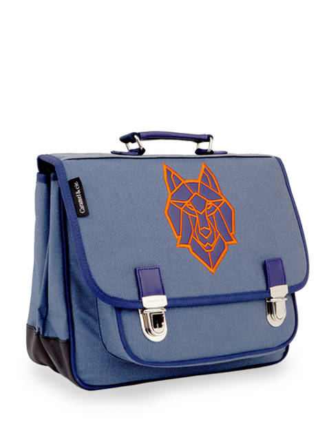 2-compartment Satchel Caramel et cie Blue fier GA other view 2