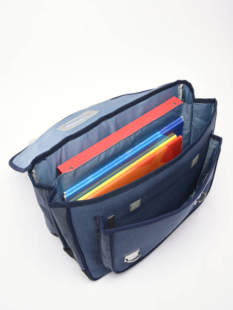 2-compartment Satchel Caramel et cie Blue fier GA other view 3